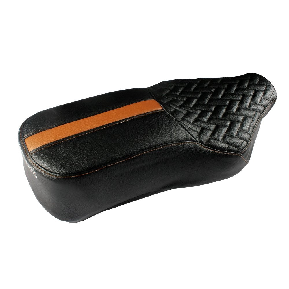 VP1 Luxury Bike Seat Cover Black and Tan for Royal Enfield Bullet 350 with One Year Warranty