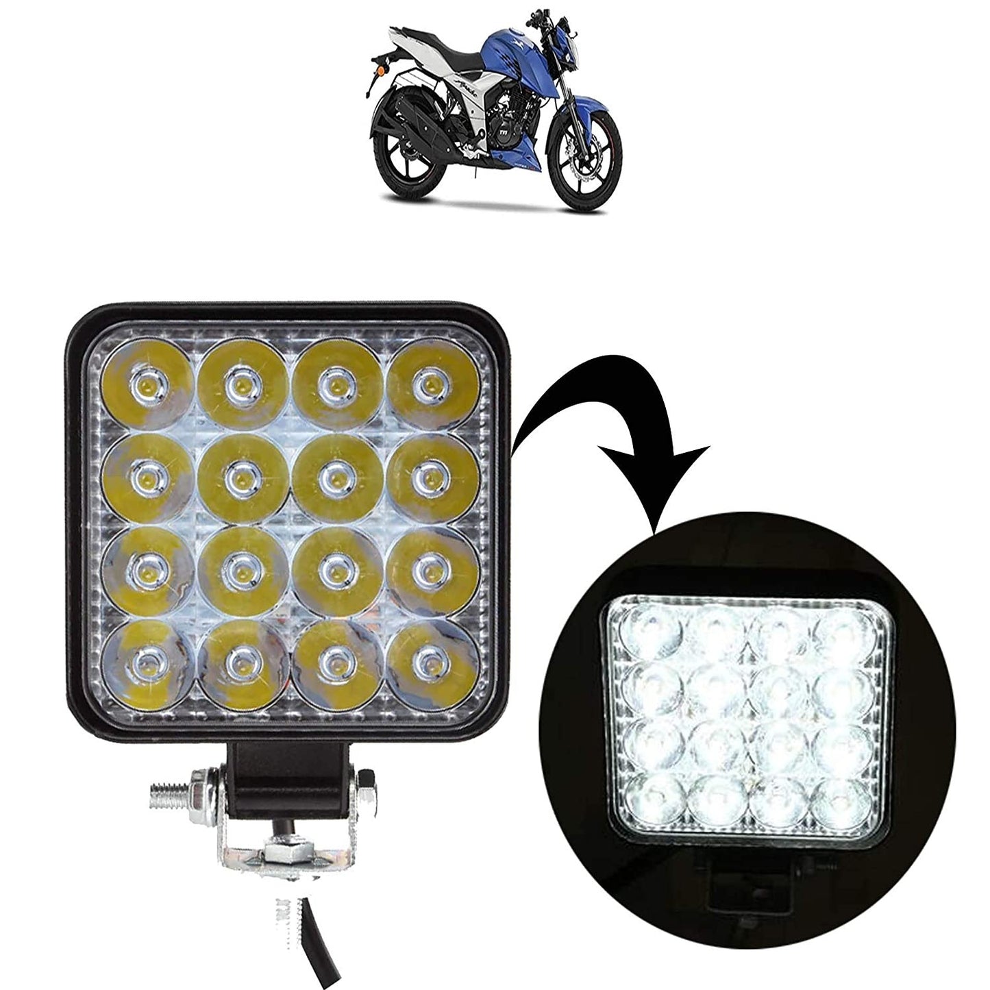 VP1 Off Road Working Lamp/Driving Lamp/Bike Headlight for TVS Apache RTR 160 4V