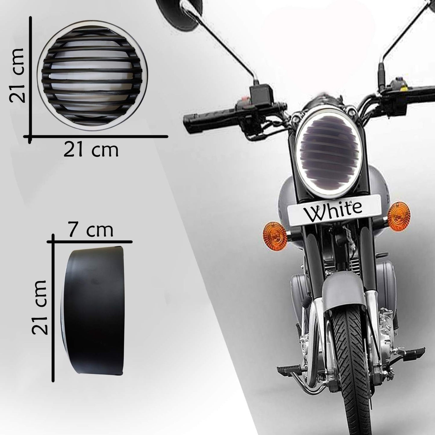 Ragilly Plastic LED Light Headlight Grill for Royal Enfield Bullet Classic 500