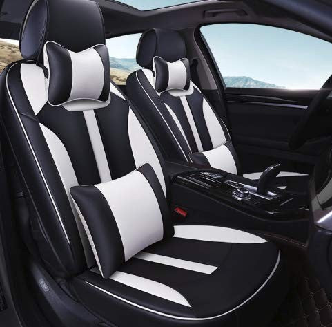 VP1 PU Leather Car Seat Cover White-Black for Hyundai Creta