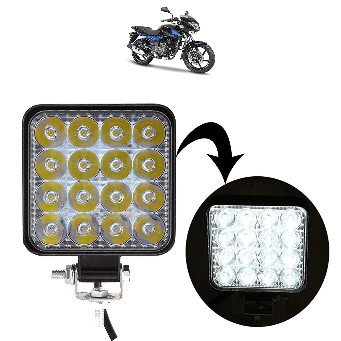 Super Bright 16 Led Headlight/Bike Light/Off Road Working Lamp for Bajaj Pulsar 150 DTS-i