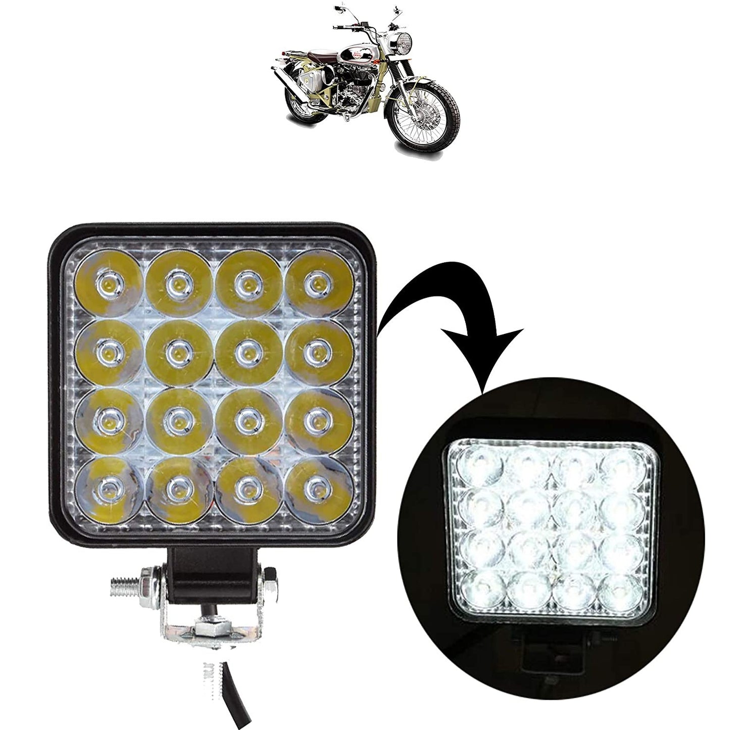 Ragilly Super Bright 16 Led Headlight/Bike Light/Off Road Working Lamp for Royal Enfield Bullet Trials 500