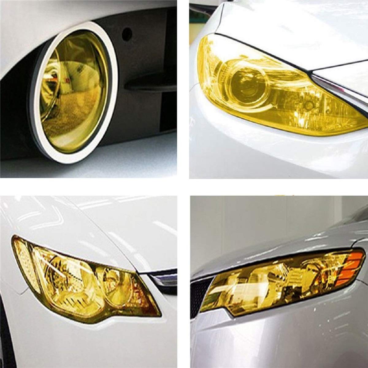 VP1 Transparent Colored Headlight/Tail Light Tint Film Self Adhesive -Yellow (Size: 12 Inch x 24 Inch)