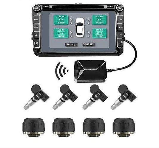 VP1 Universal USB Wireless Car TPMS Tire Pressure Monitoring System Tool with 4 DIY Sensors for Android (4-1~9-0) Car Stereo,