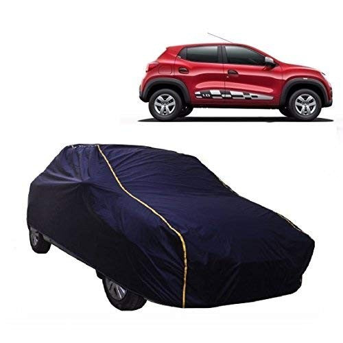VP1 Water Resistance Car Body Cover for Renault Kwid (Navy Blue-with Side Mirror Pockets and Yellow Piping)