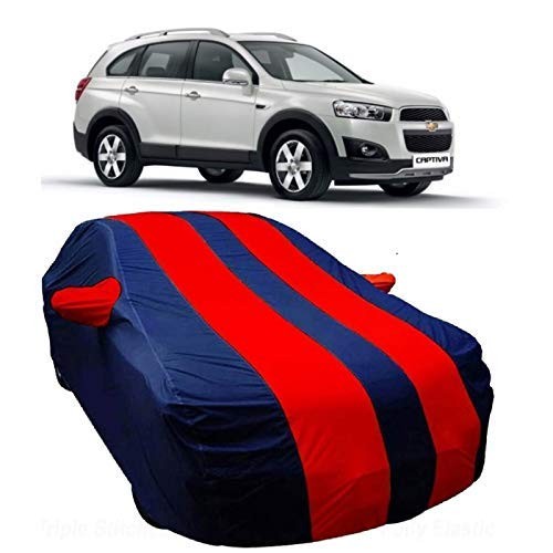 VP1 Water Resistant Polyester Car Body Cover with Side Mirror Pocket for Chevrolet Captiva - Red & Blue Color