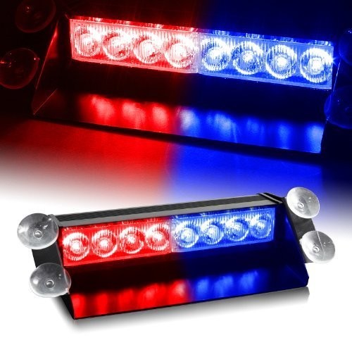 VP1 Waterproof 8 LED Red Blue Police Flashing Light for All Cars