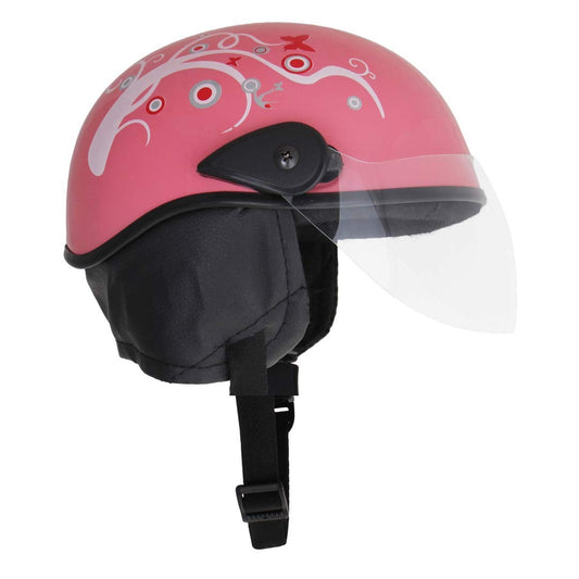 VP1 Half Face Medium Pink Glossy Sticker Design 1 Helmet for Men, Women